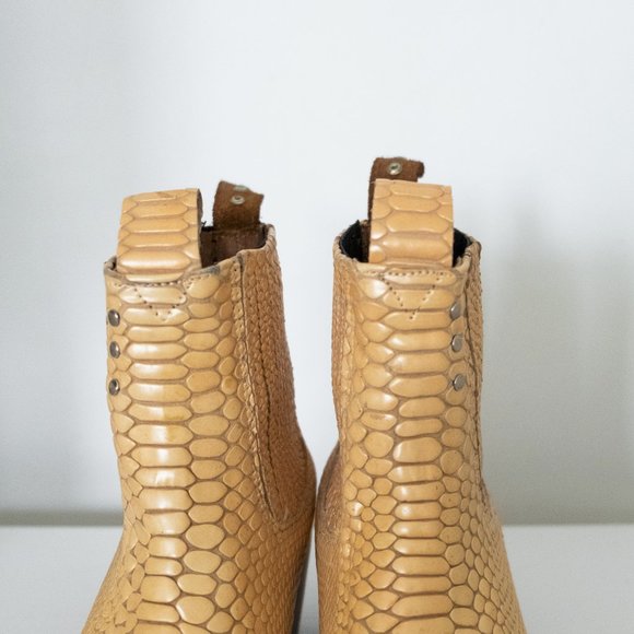 Freebird by Steven Faith Golden Yellow Snakeskin Cowboy Leather Ankle Boots - Picture 6 of 8